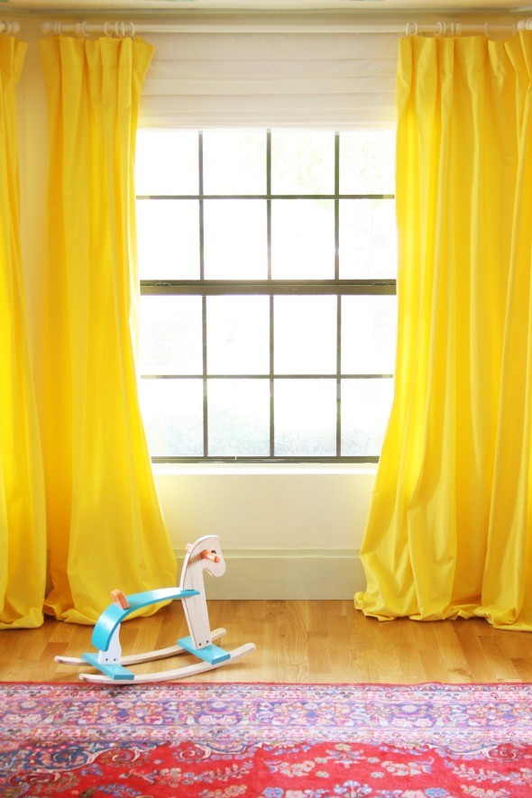 DIY Yellow Curtains for the Playroom