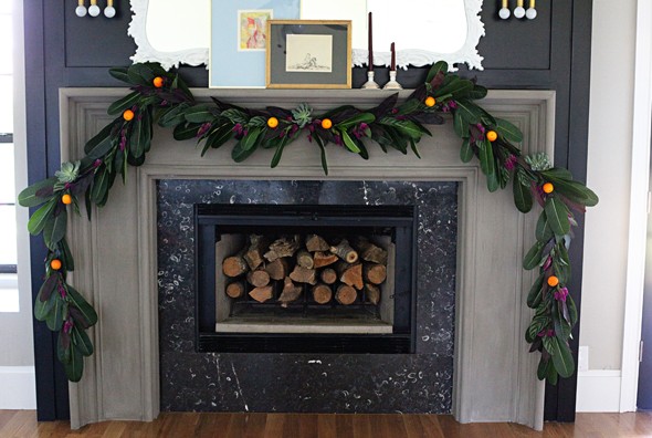 My Holiday Garland in Domino and A Fireplace Faux Concrete Overlay!