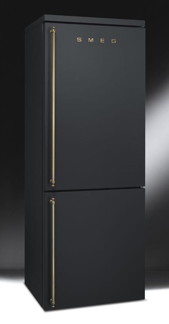 black fridge gold handles